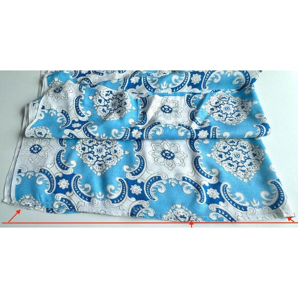 Vintage 60s curtain, blue, white abstract floral, 1960s MCM panel, price for 1 - Picture 5 of 10